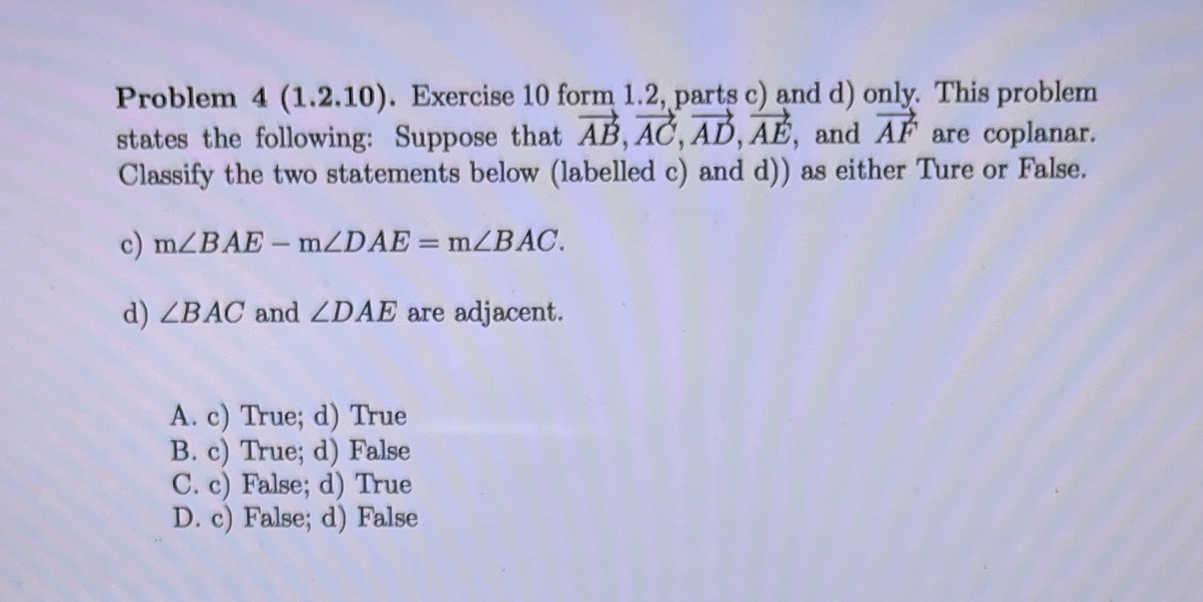 Problem 4 (1.2.10). Exercise 10 form 1.2, parts