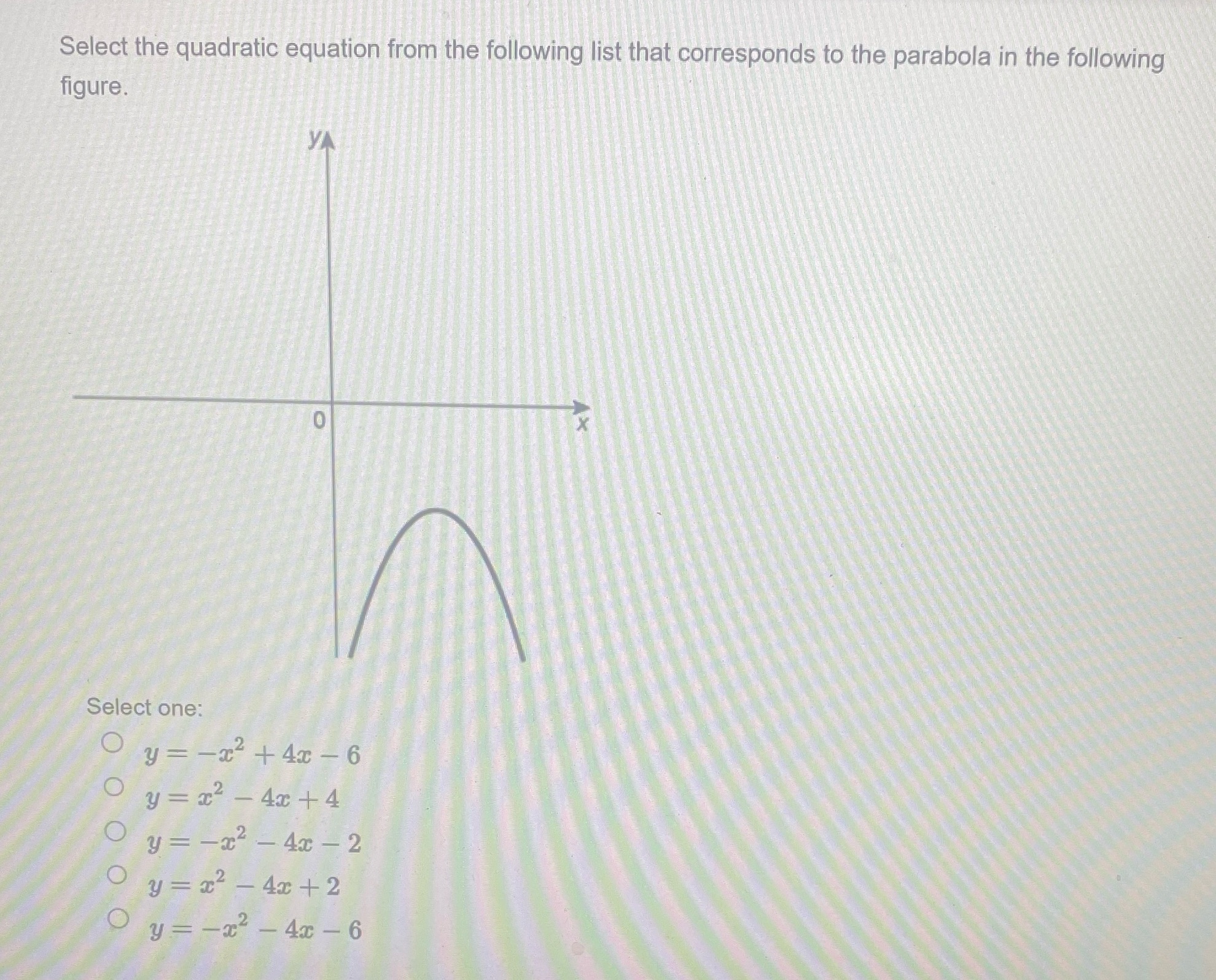 Select the quadratic equation from the following