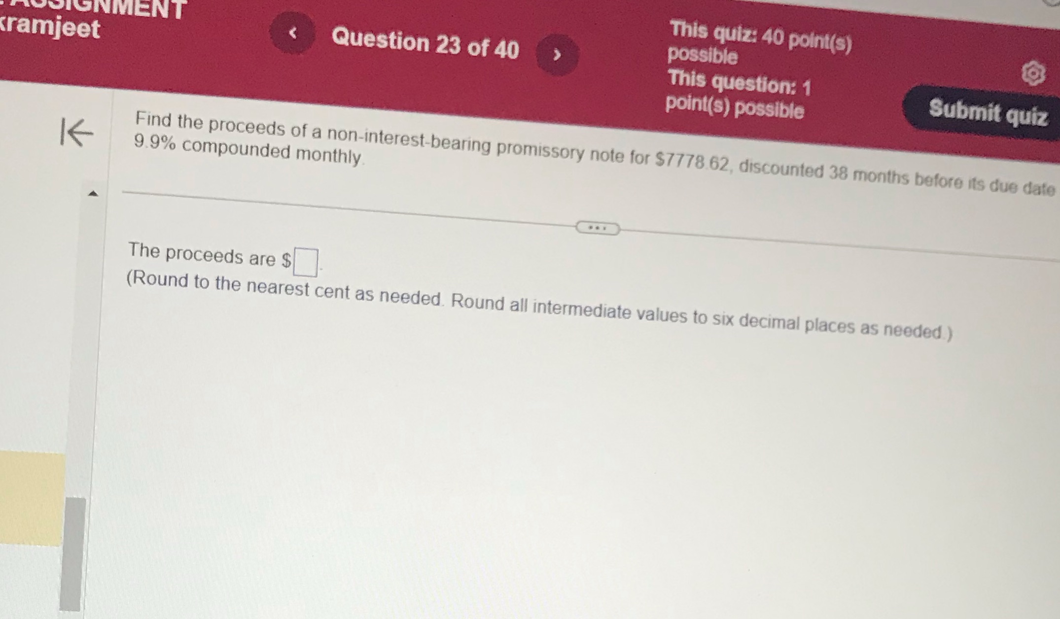 The proceeds are SD. (Round to the nearest Cent