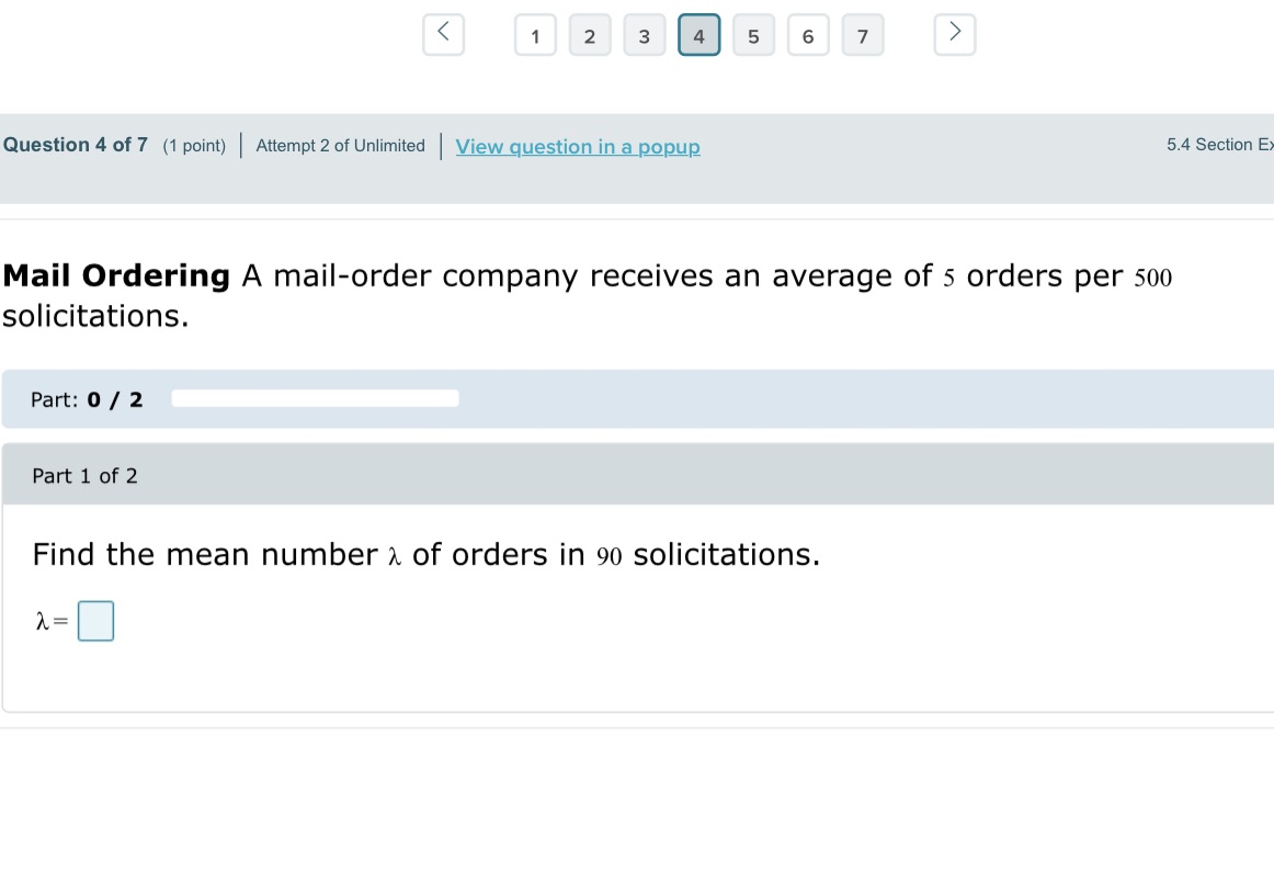 Question 4 0f 7 {1 point) I Attempt 2 of