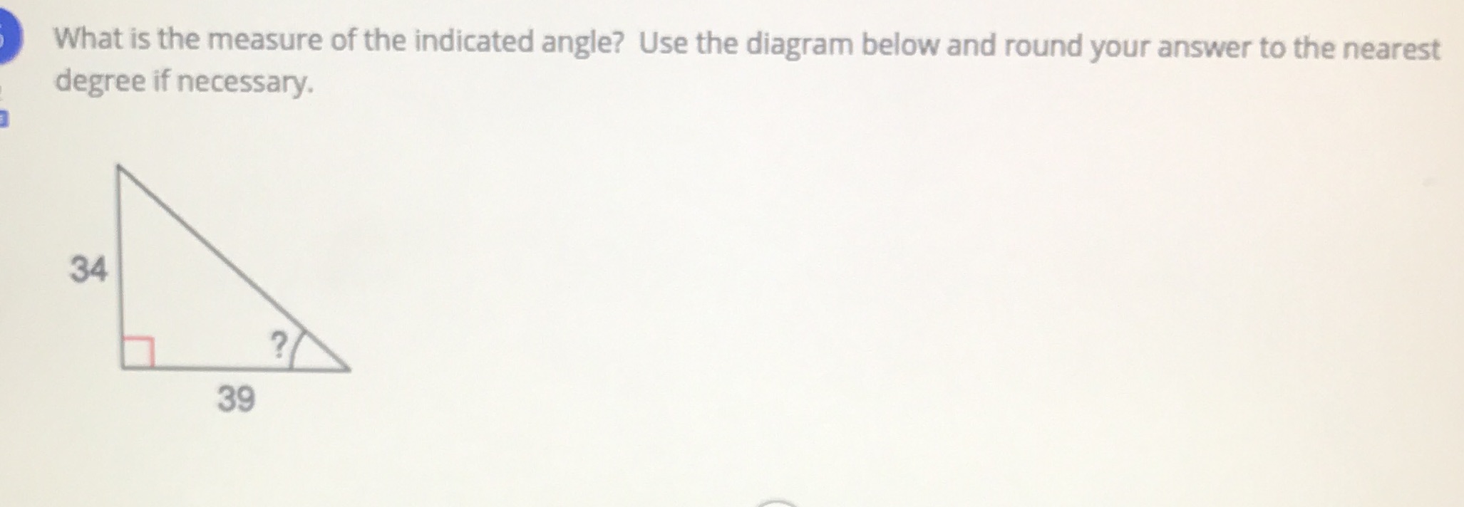 Trigonometry solving for indicated angle using