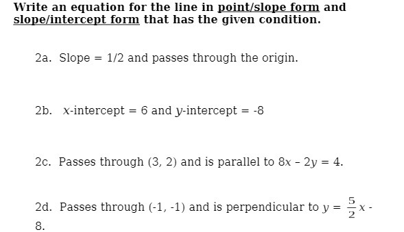 Write an equation for the line in point/slope