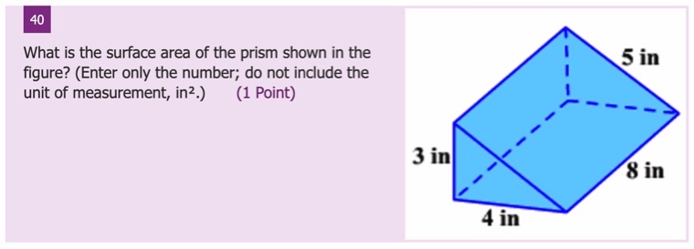 What is the surface area of the Prism shown in
