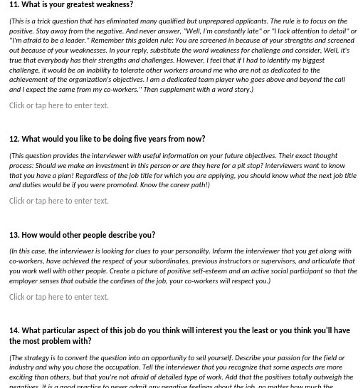 11. What is your greatest weakness? (This is a