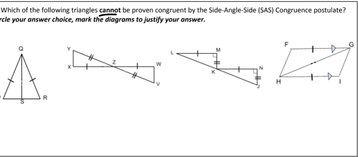 Which of the following triangles cannot be proven
