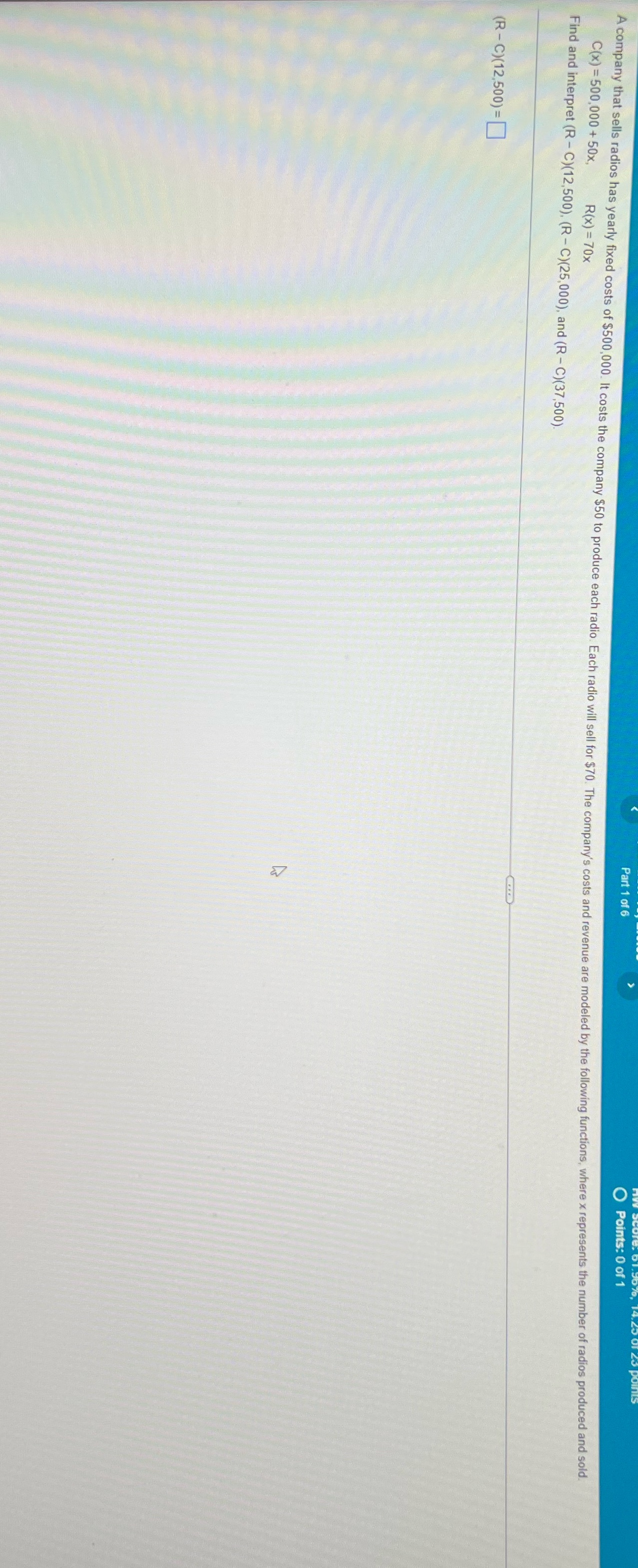 Part 1 of 6 Points: 0 of 1 A company that sells