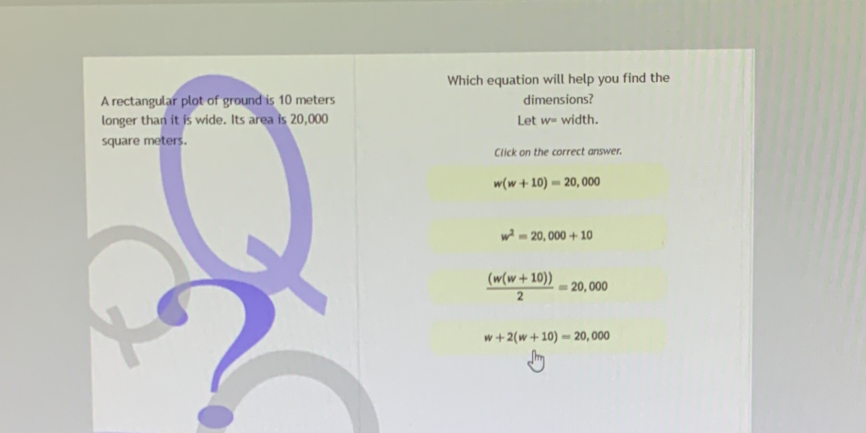 Which equation will help you find the A