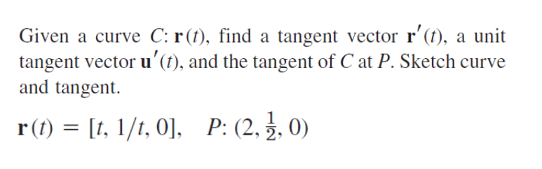 Given a curve C: r (t), find a tangent vector r