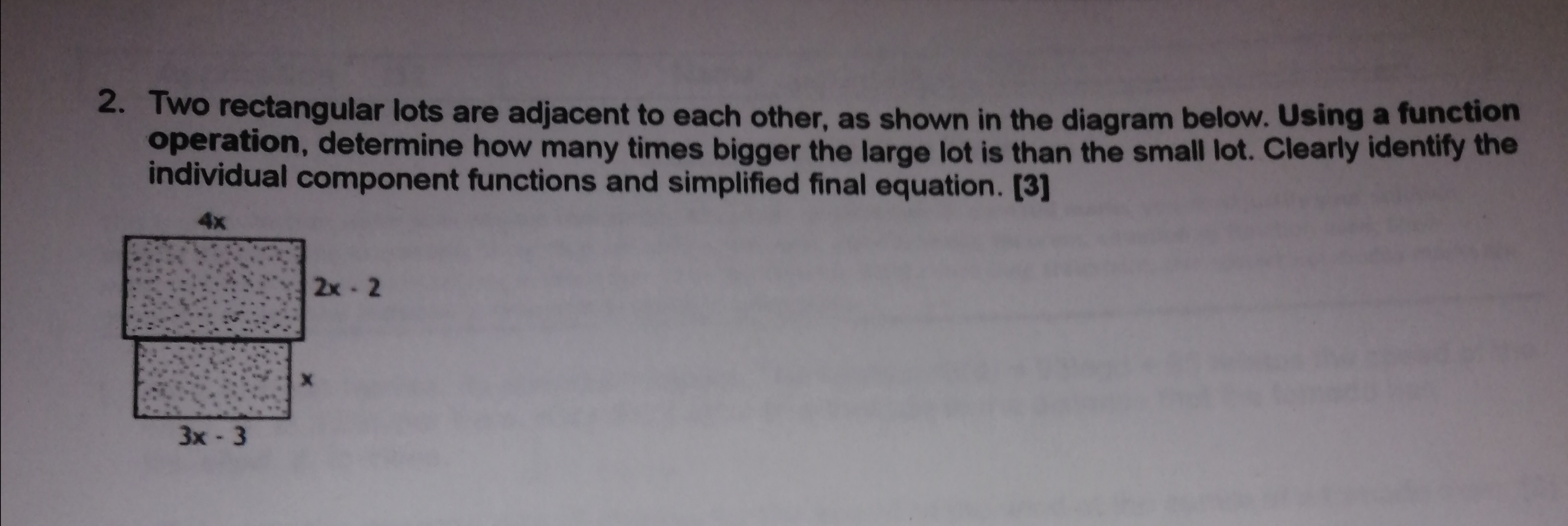 2. Two rectangular lots are adjacent to each