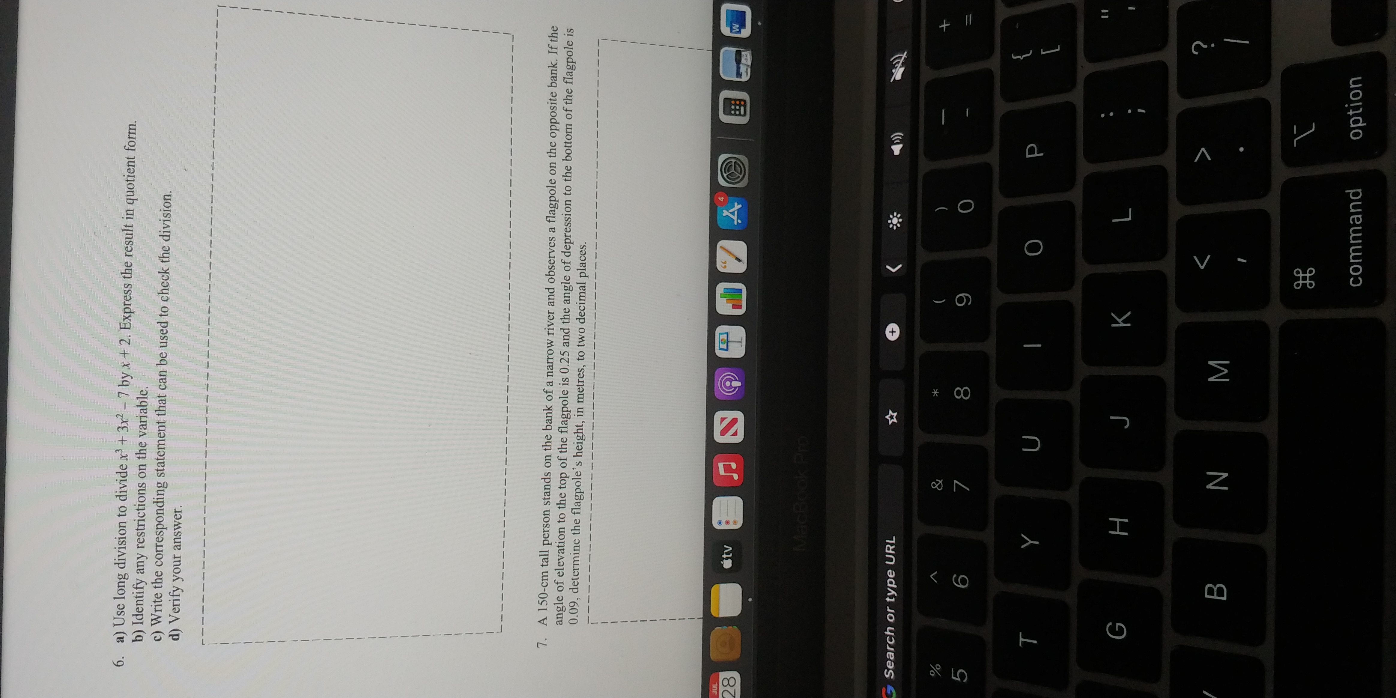 6. a) Use long division to divide x3 + 3x2 - 7 by