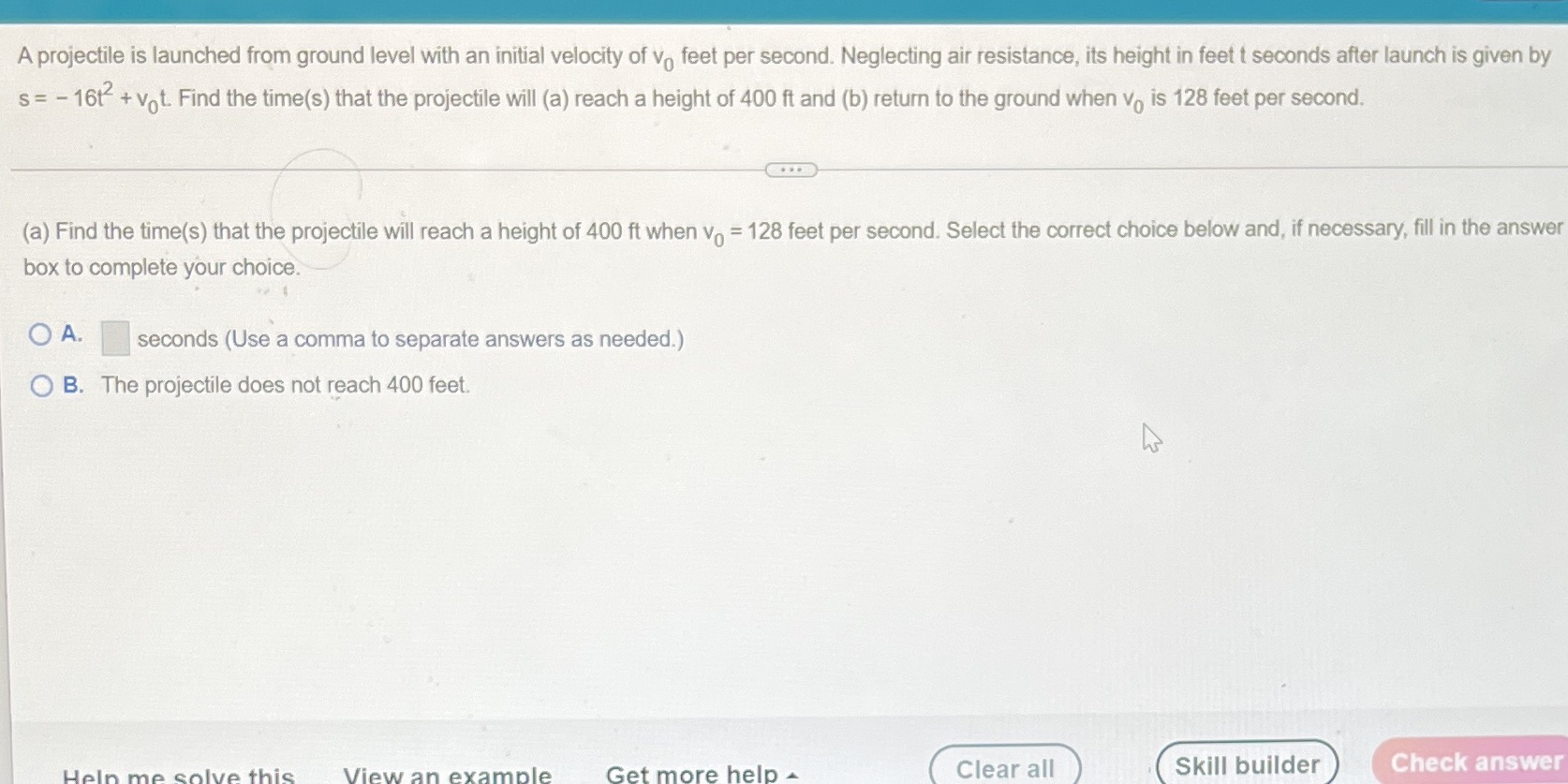 A,b and what is the correct option A projectile