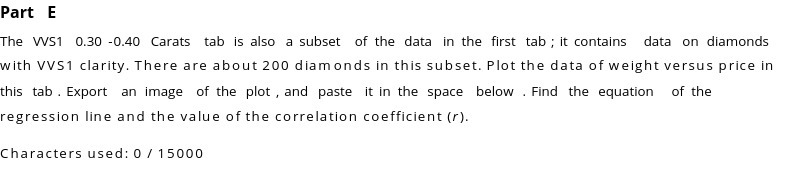Part E The VS1 0.30 -0.40 Carats tab is also a