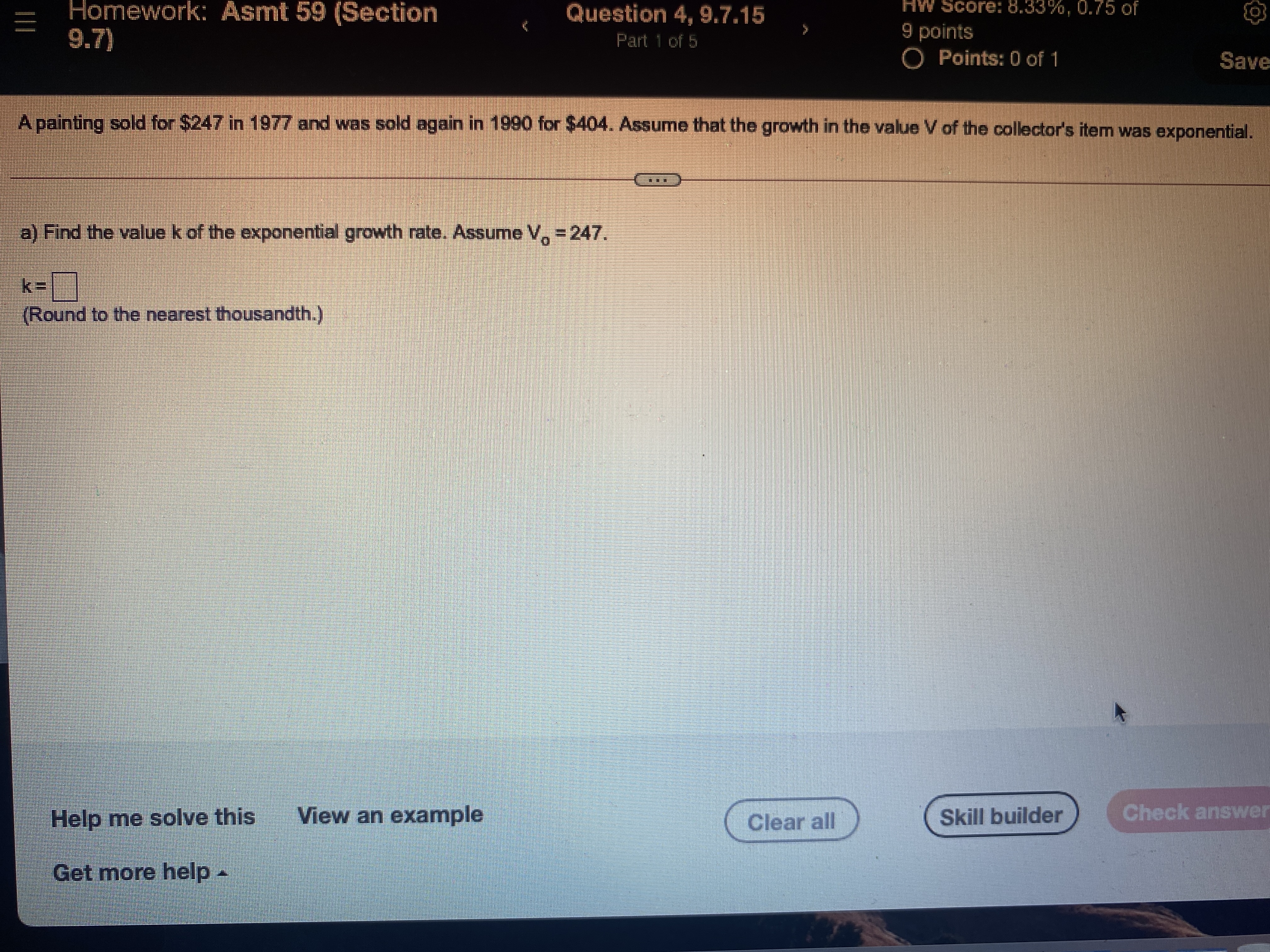 \fPart 1 of 4 9 points Points: 0.75 of 1 Save