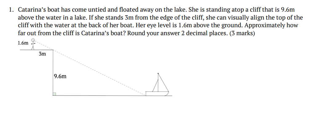 1. lCatarina's boat has come untied and oated