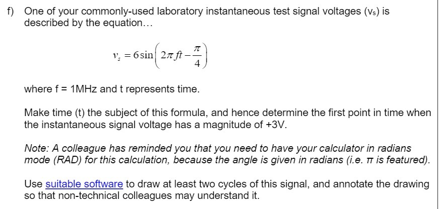 f) One of your commonly-used laboratory