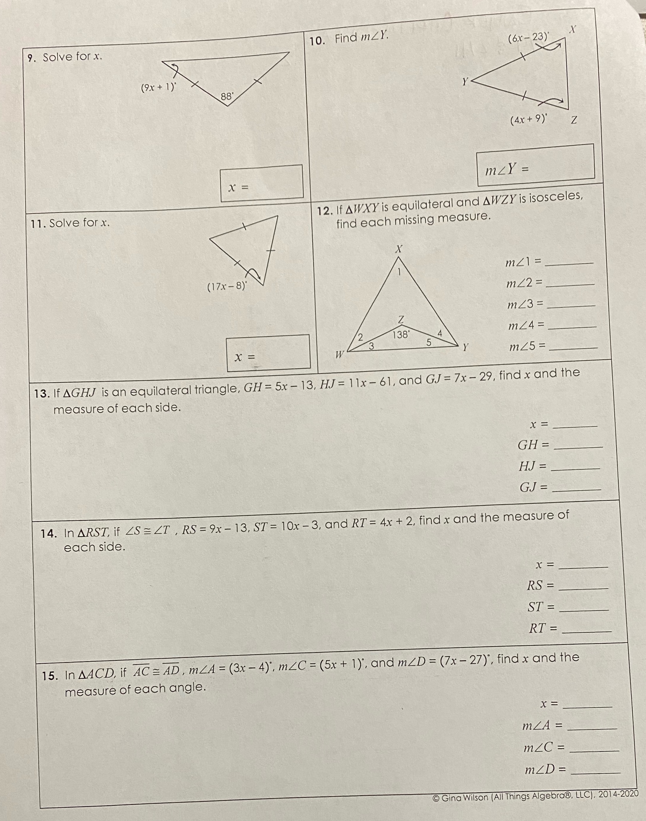 answer all of them pls 9. Solve for x. 10. Find