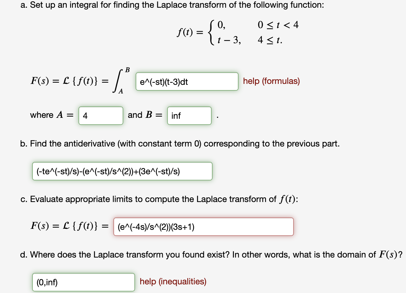 Please show work for everything. Even the answers