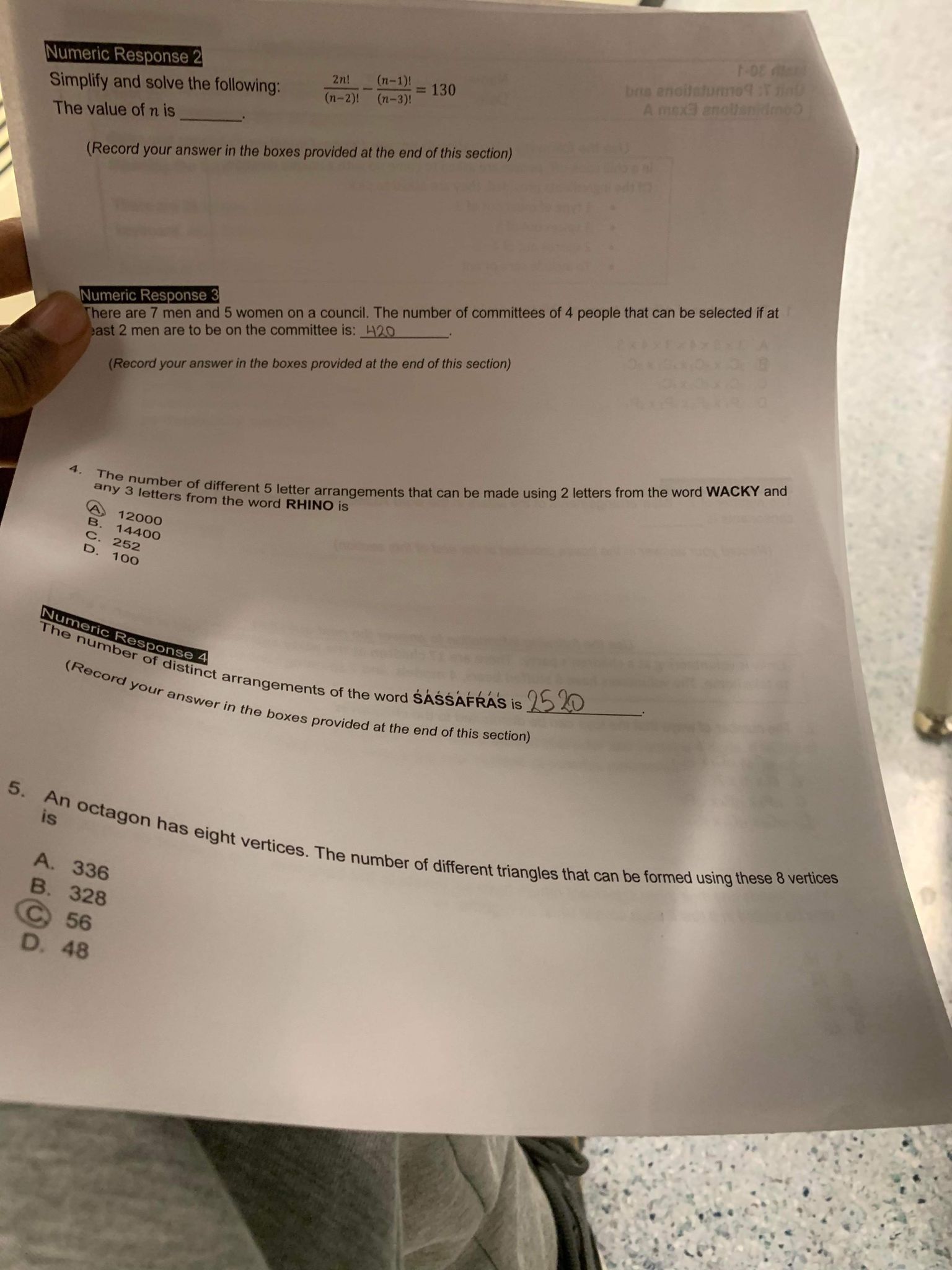 Numeric Response 7 The value of a is Find the