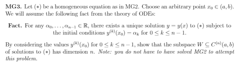 Thank you for helping! MG3. Let (*) be a