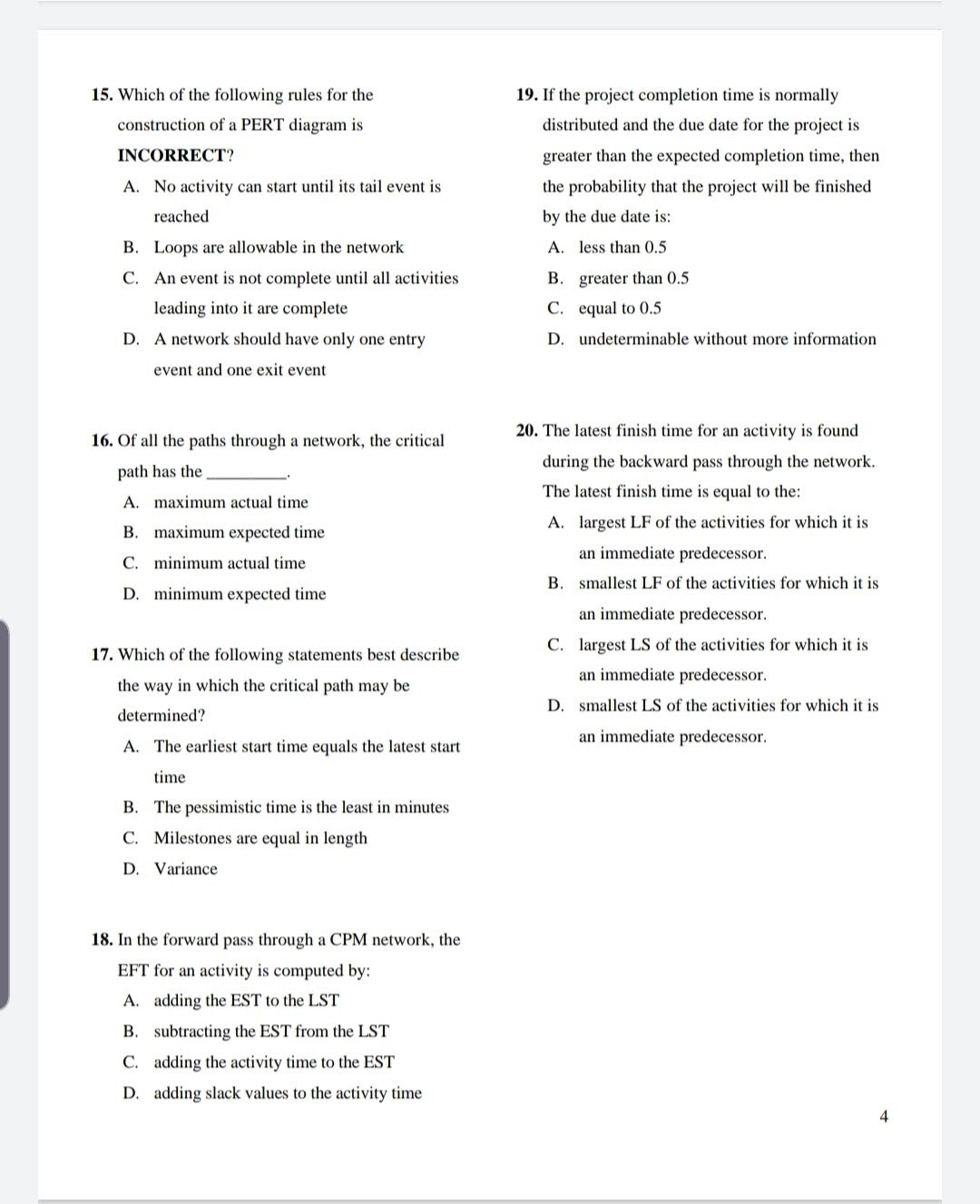 15. Which of the following rules for the