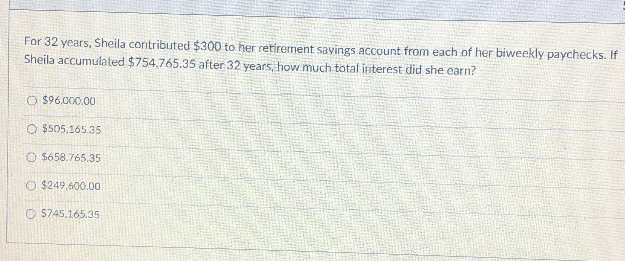 For 32 years, Sheila contributed $300 to her