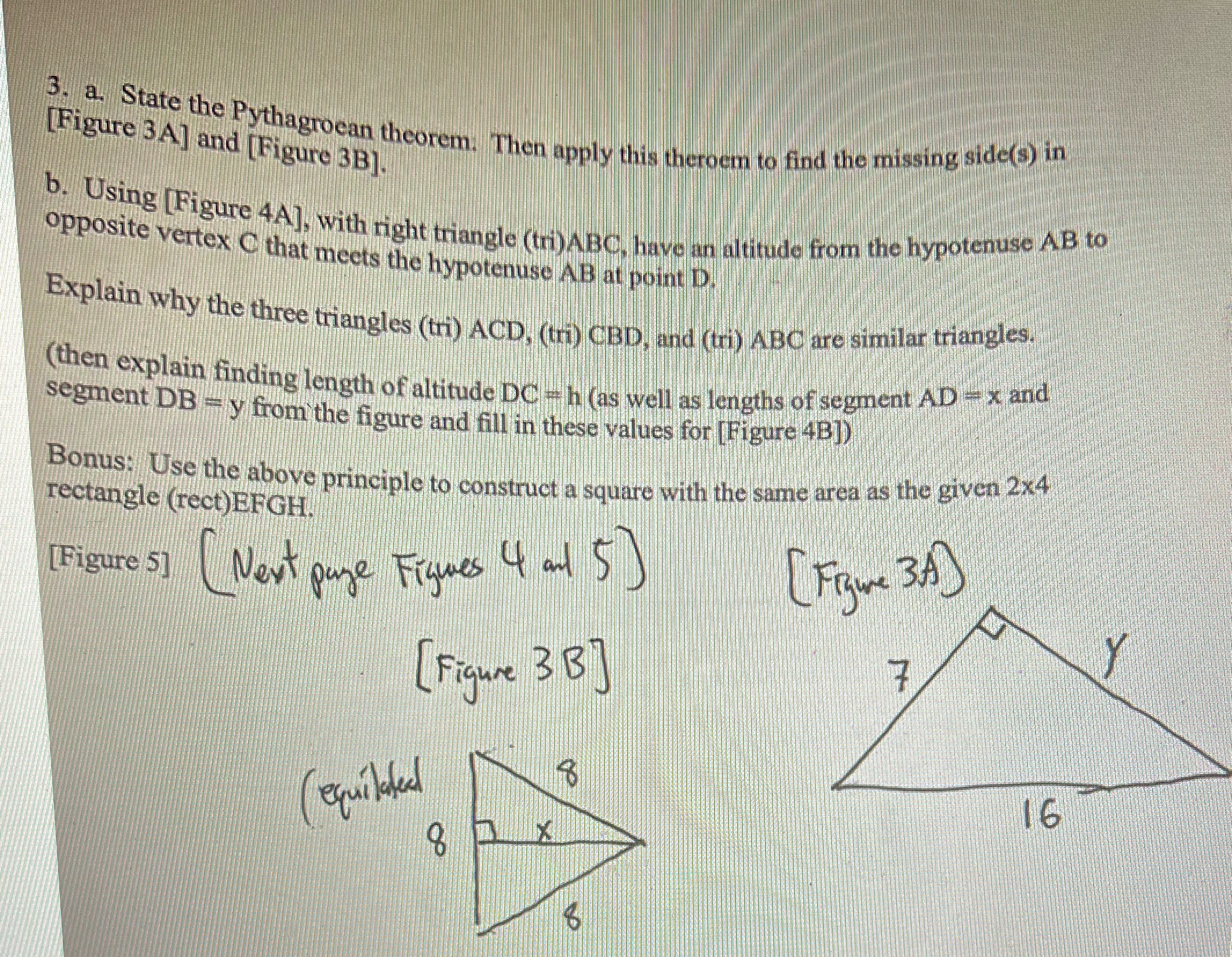 3. a. State the Pythagrocan theorem. Then apply