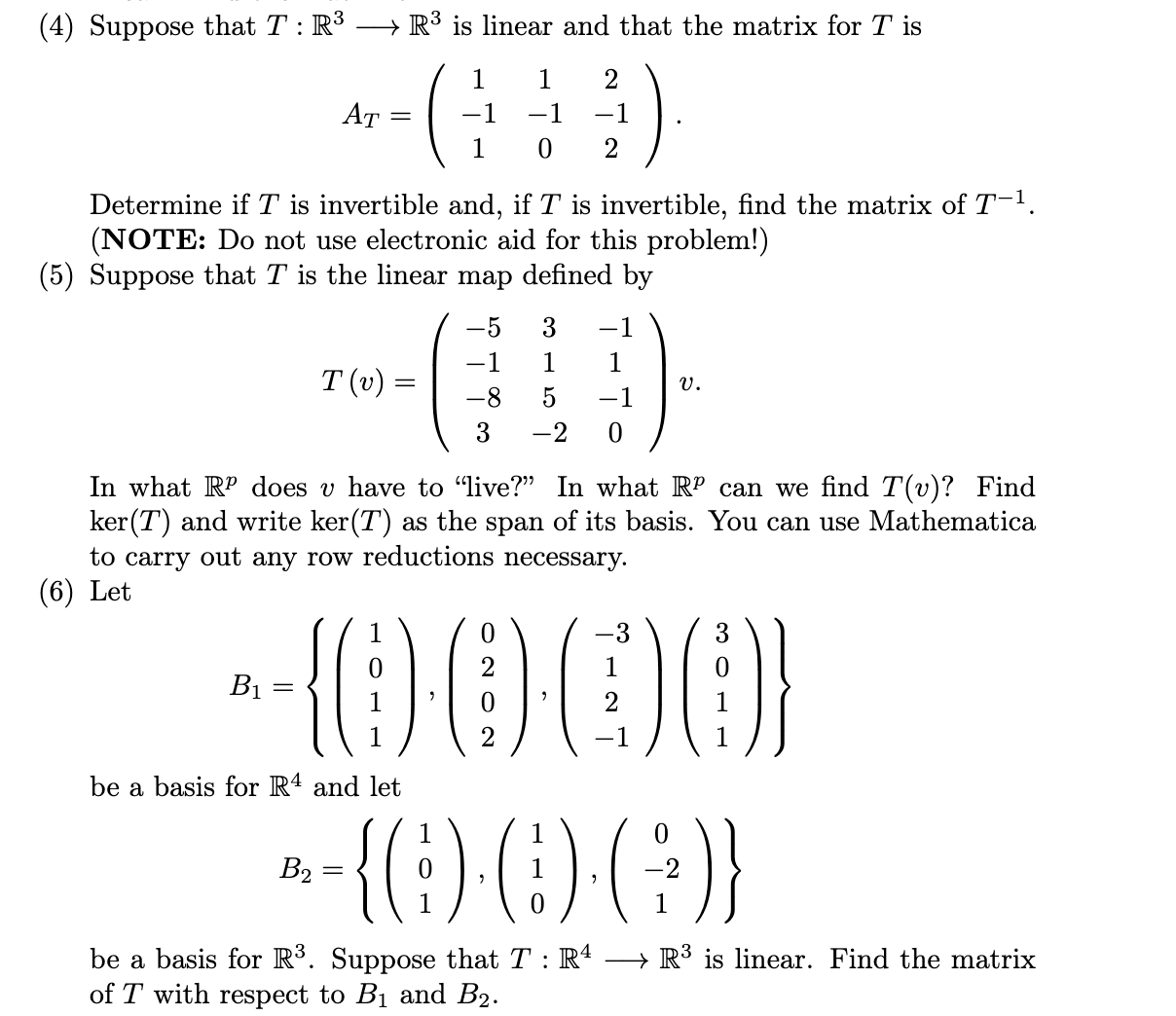 Matrix: please show all your works (4) Suppose