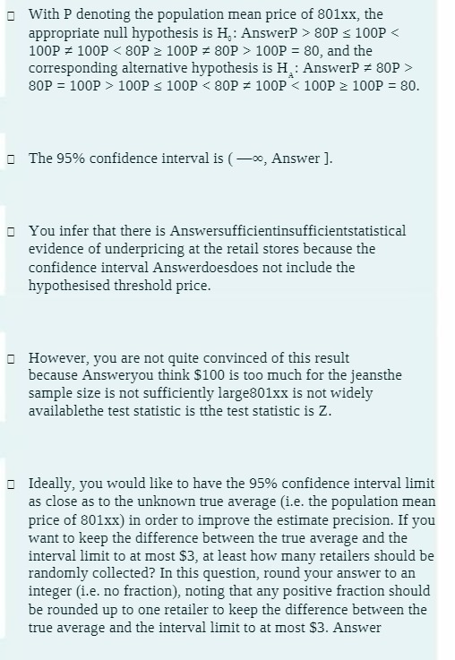 _ With P denoting the population mean price of