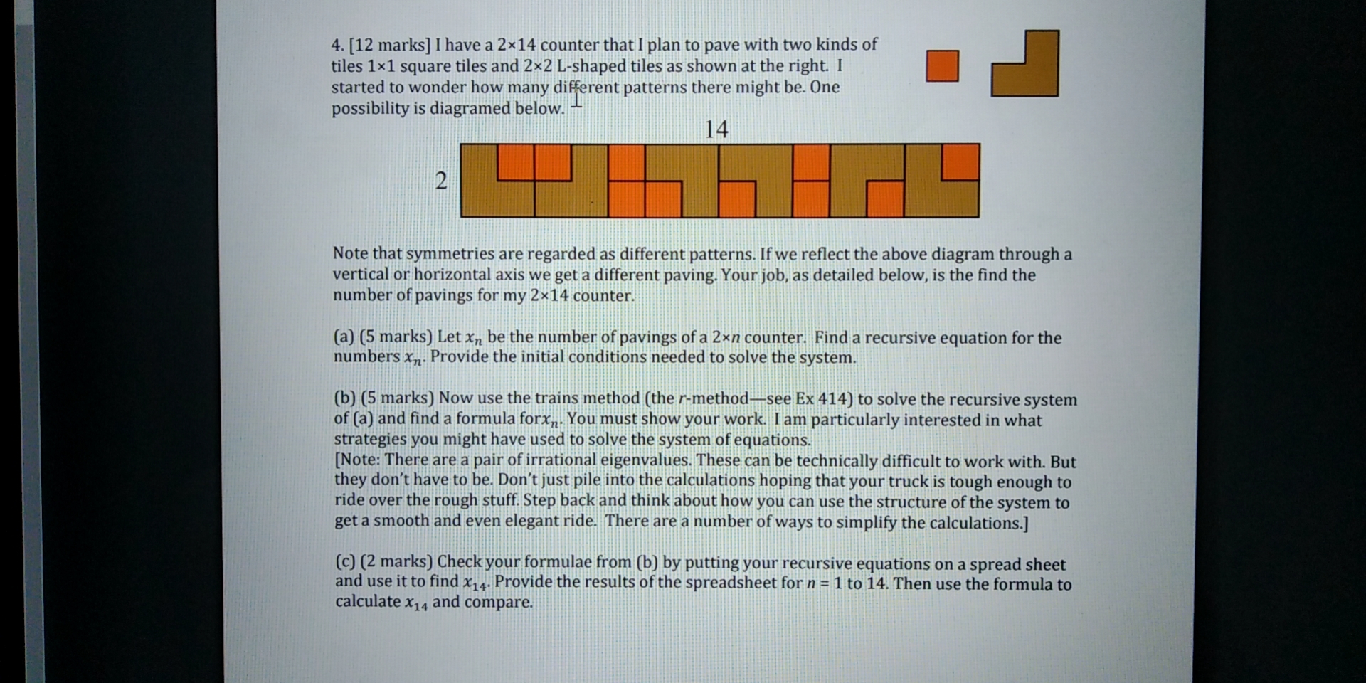 linear algebra 4. [12 marks] I have a 2x14