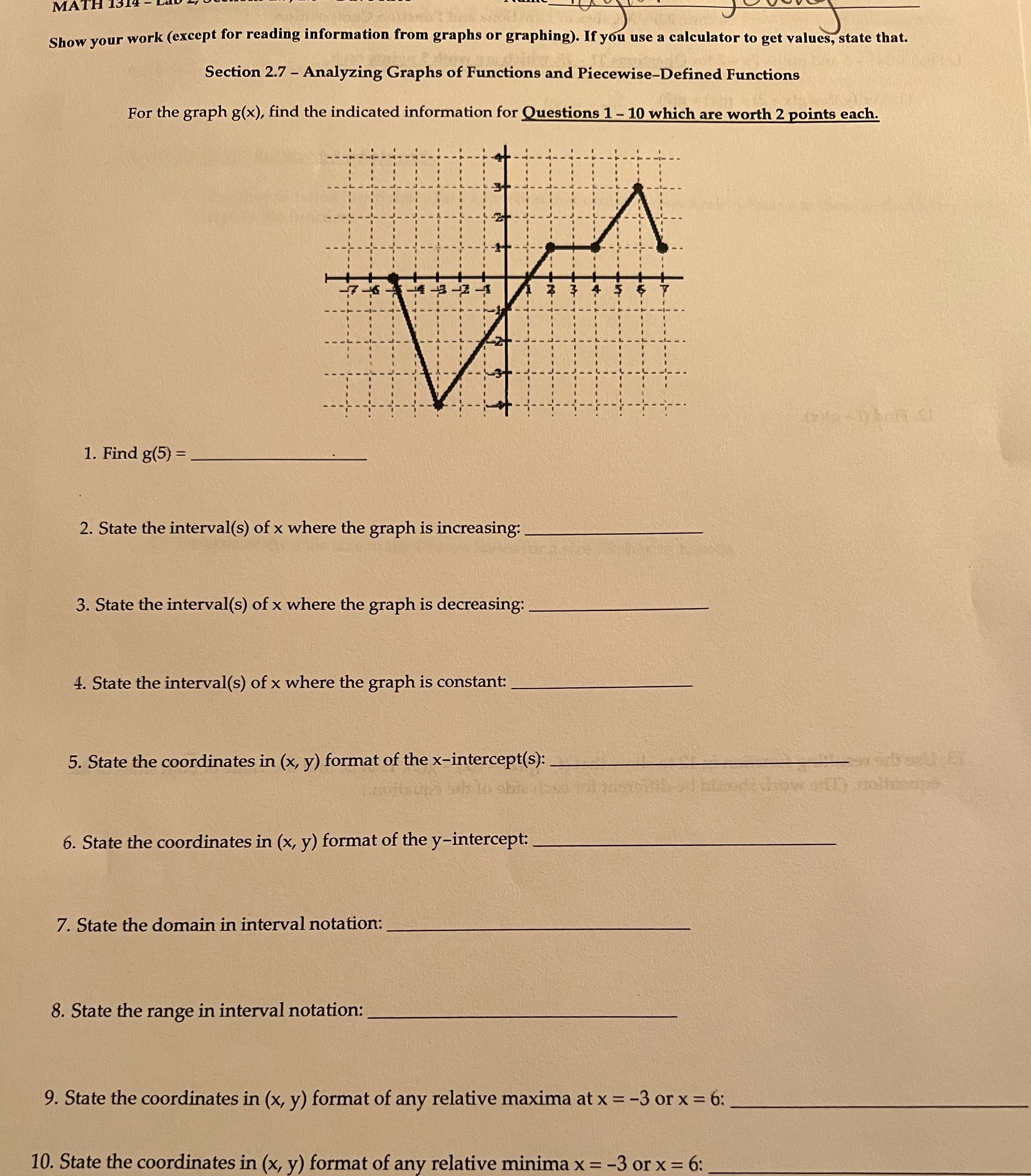 MATH Show your work (except for reading