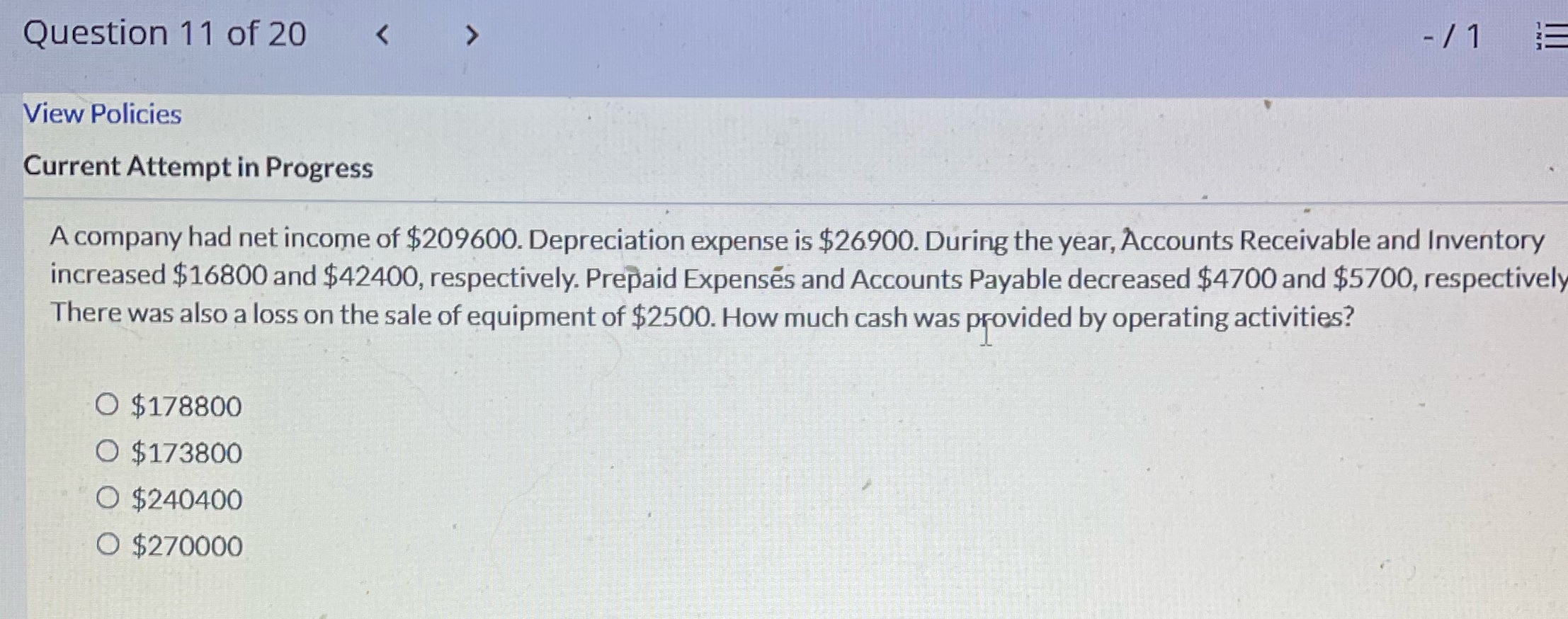 Question 11 of 20  style=