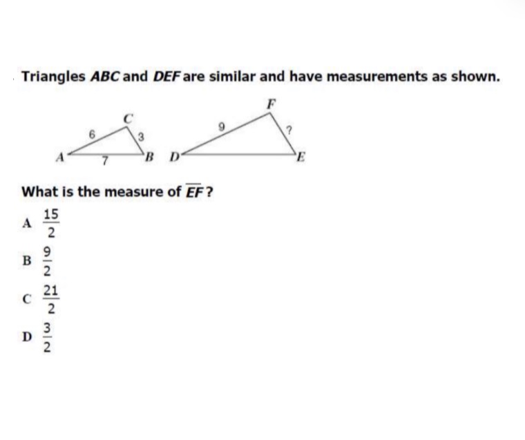 What is the correct answer? Triangles ABC and DEF