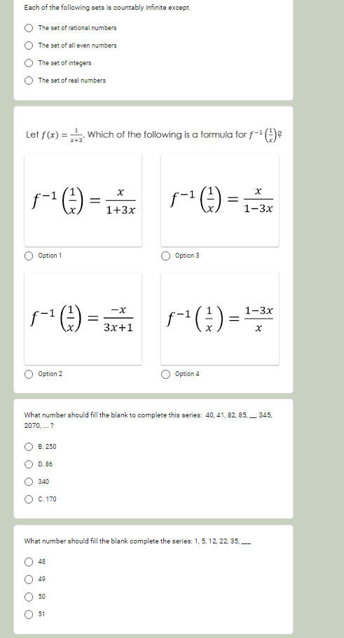 Each of the following sets is countably infinite
