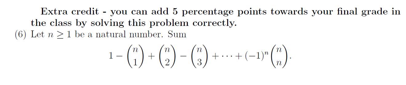 Extra credit - you can add 5 percentage points