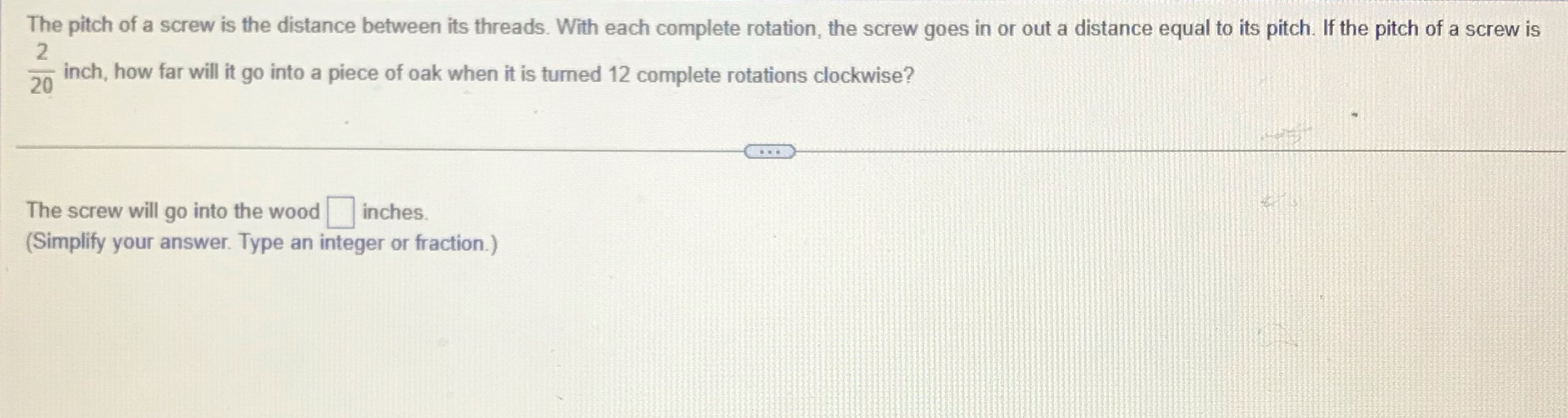The pitch of a screw is the distance between its