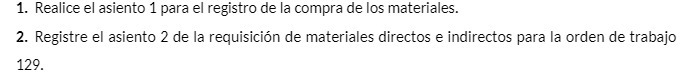 1. Realice el asiento 1 para el registro de la