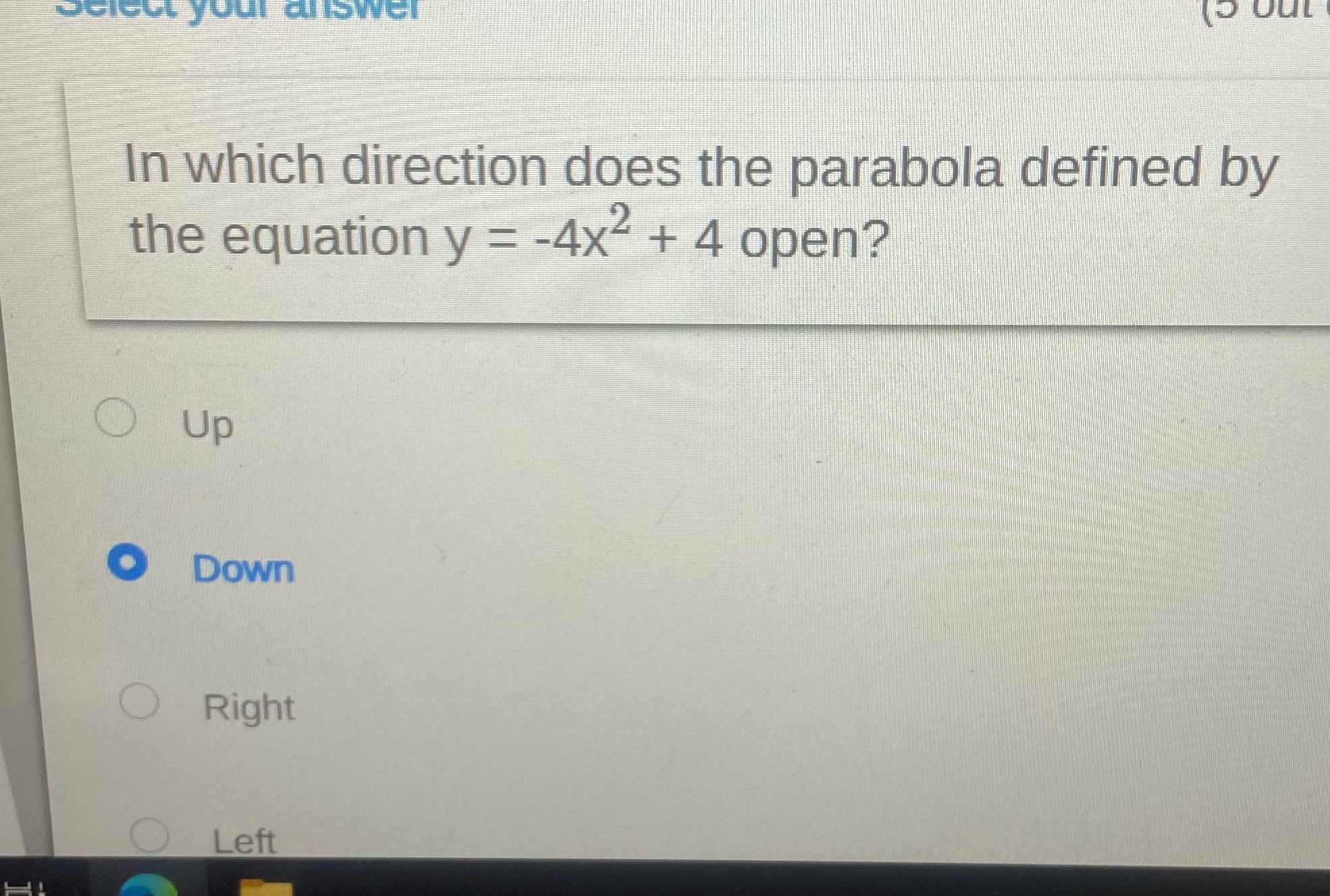 select your answer ULL In which direction does