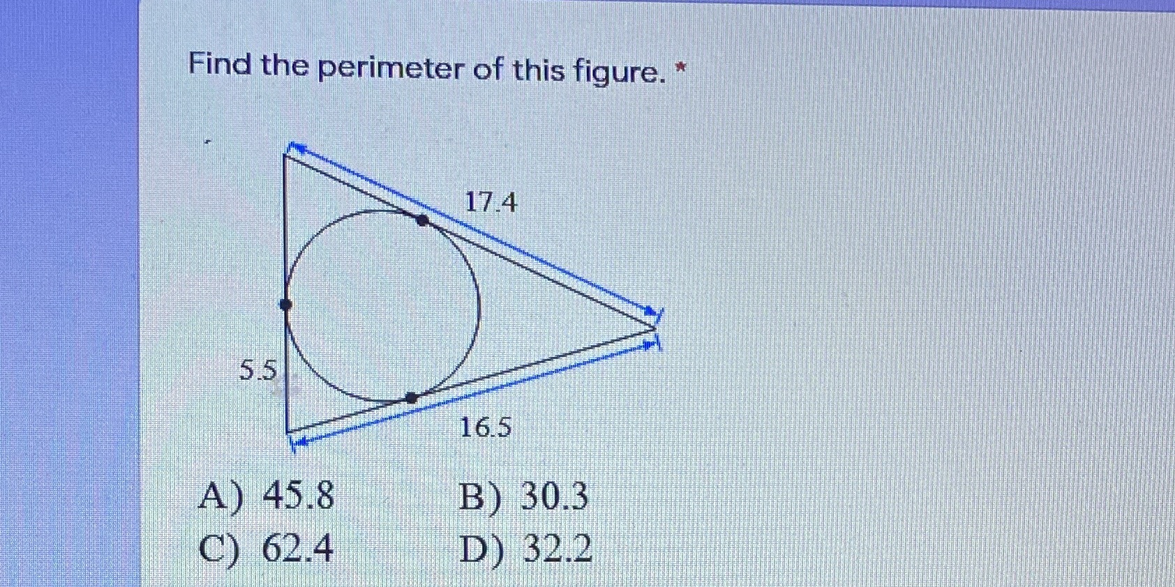 Find the perimeter of this figure. * 17.4 5.5