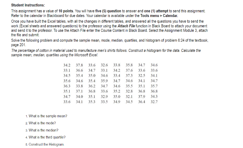 Student Instructions: This assignment has a value