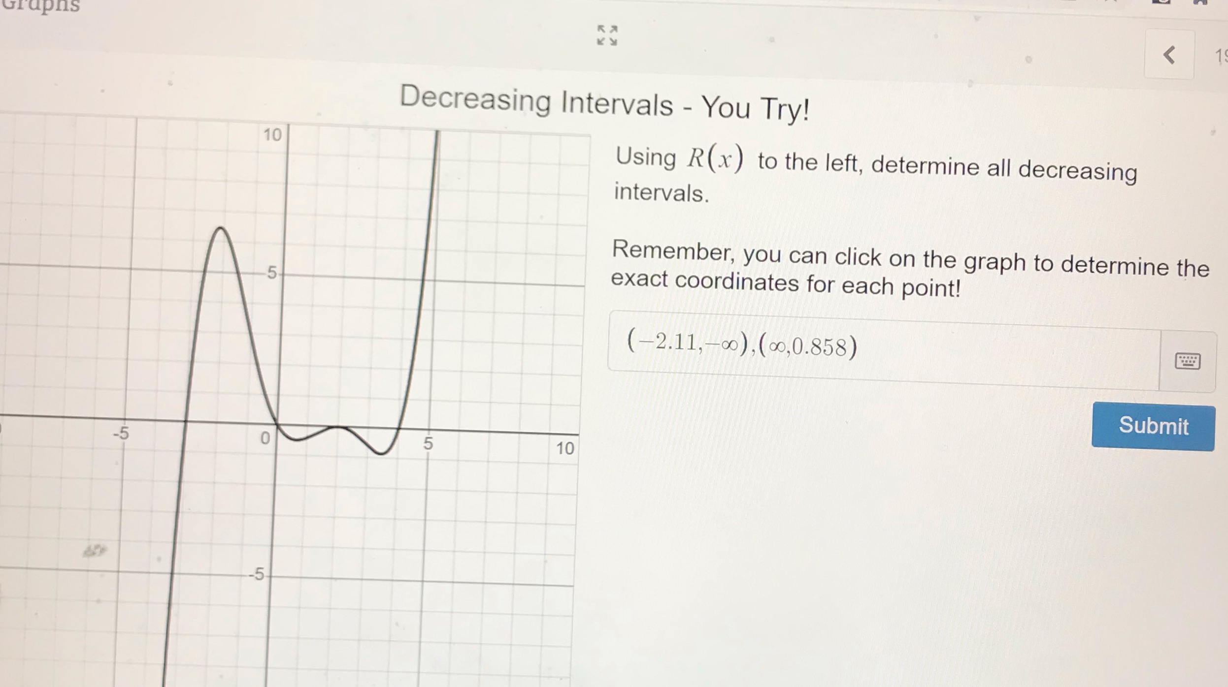 Graphs Decreasing Intervals - You Try! 10 Using