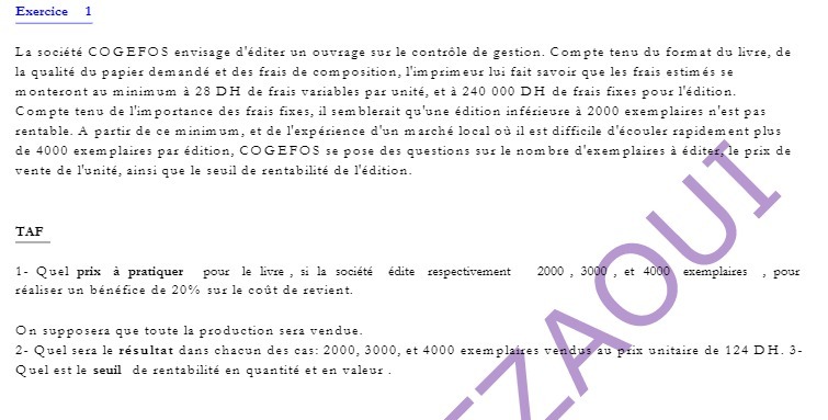 Exercice 1 La societe COGEFOS envisage