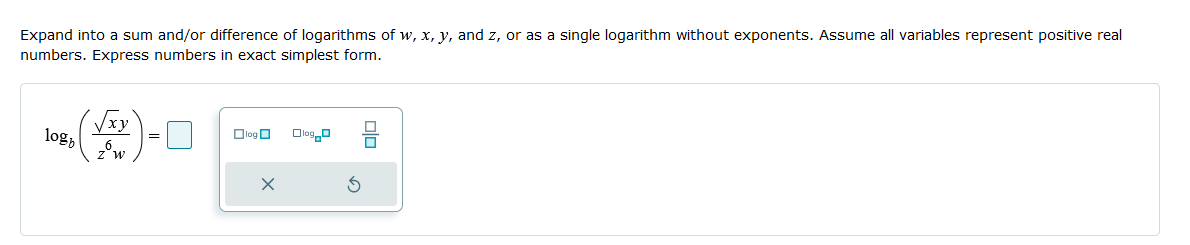 Expand into a sum and/or difference of logarithms