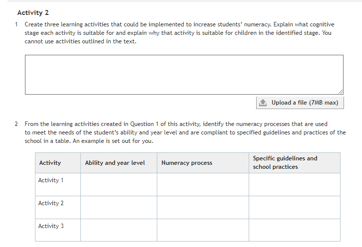 Two part question as below. Activity 2 1 Create