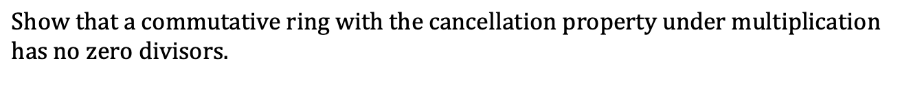 Show that a commutative ring with the