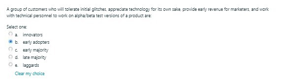 A group of customers who will tolerate initial