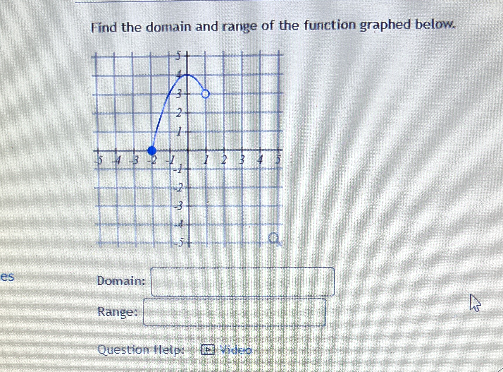 Find the domain and range of the function graphed