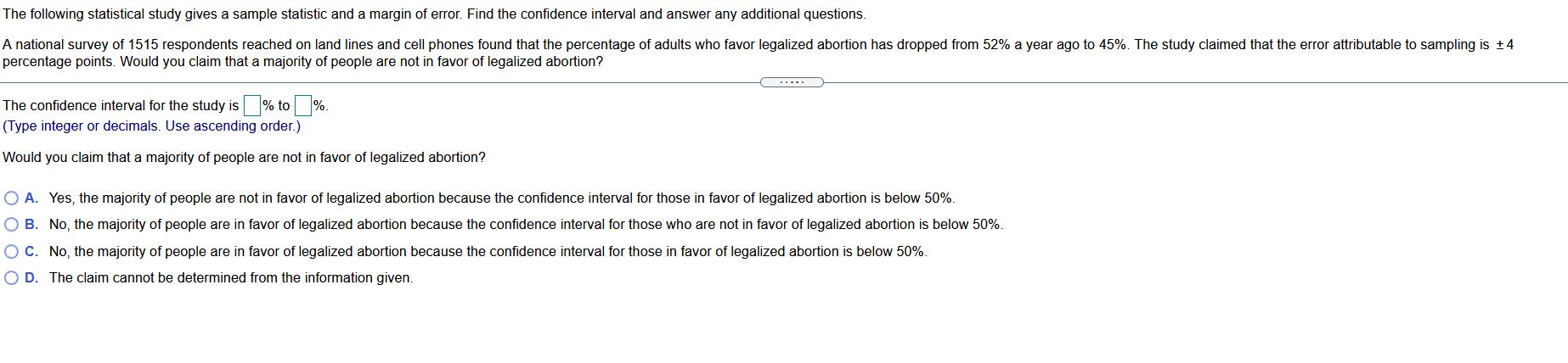 The followrng slanstical study gives a sample