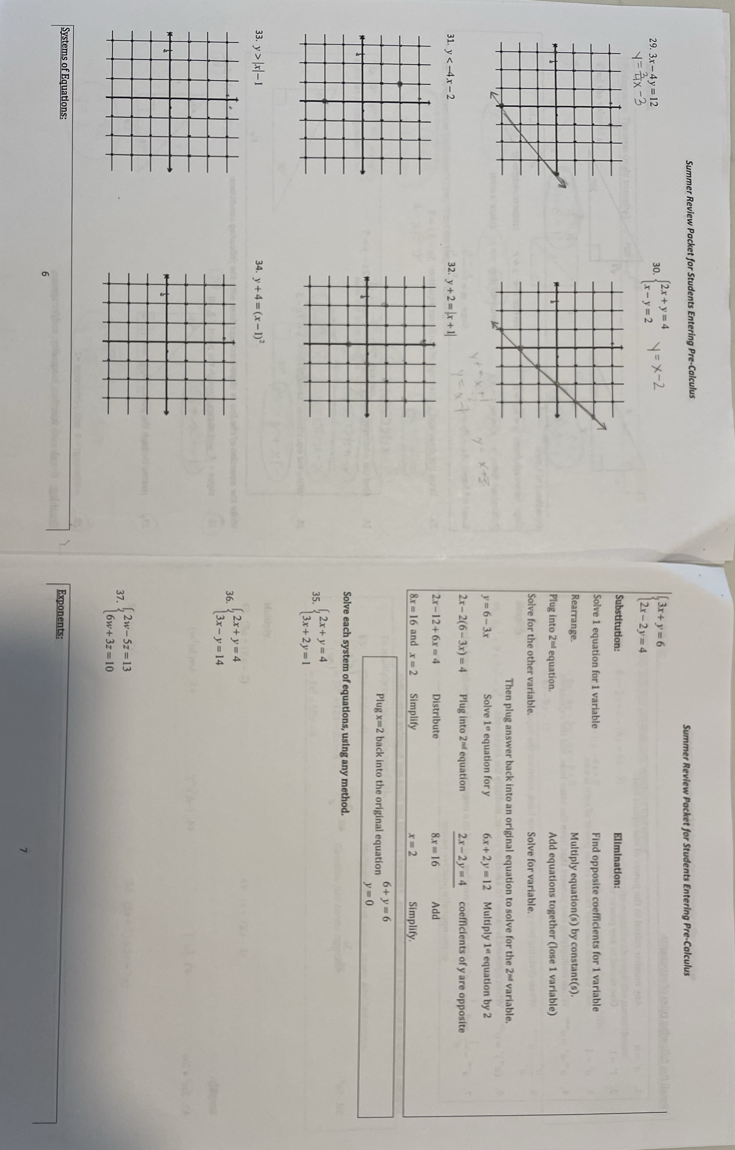 Summer Review Packet for Students Entering