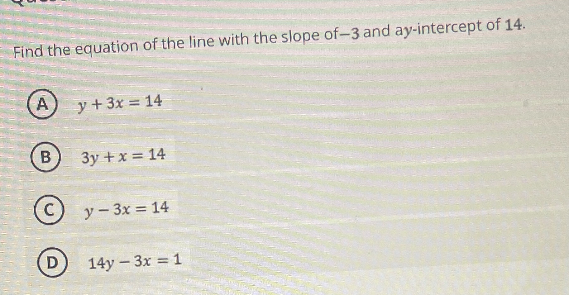 Find the equation of the line with the slope of-3