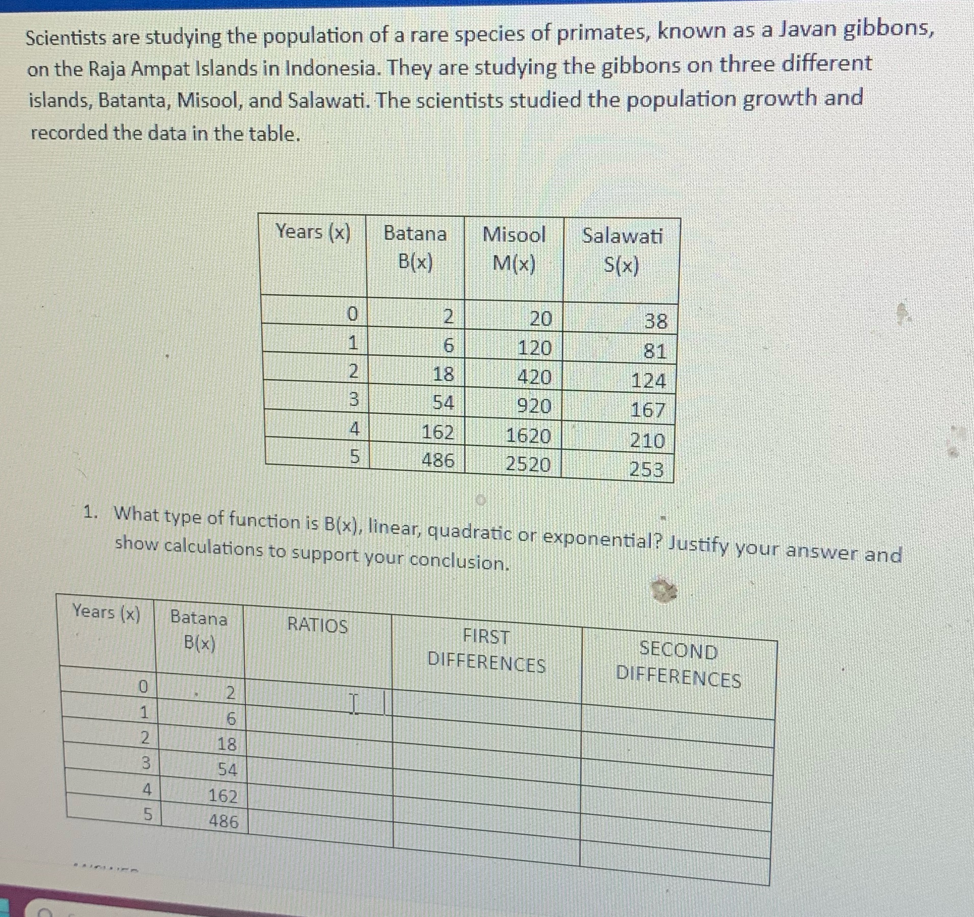 What type of function is B parentheses X linear